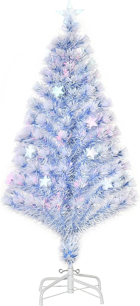 HOMCOM Künstlicher Weihnachtsbaum Christbaum mit 3 LED-Leuchten PVC, Tannen, Künstlicher Weihnachtsbaum Tannenbaum mit LED-Leuchten Weiß+Blau Bild 1