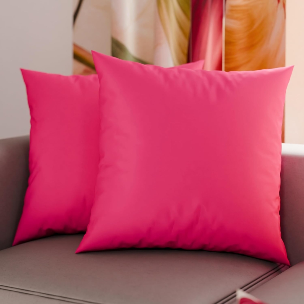 PETTI Artigiani Italiani – 2er-Set Kissenbezüge 65x65 cm aus Mikrofaser, Zierkissenbezüge für Schlafzimmer & Sofa, Uni Fuchsia, 100 % Made in Italy Bild 1