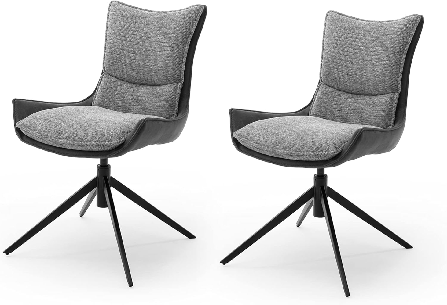 Robas Lund Esszimmerstühle 2er Set 360°drehbar, Belastbar bis 120 kg, Stuhl mit Stoffbezug Anthrazit Bild 1
