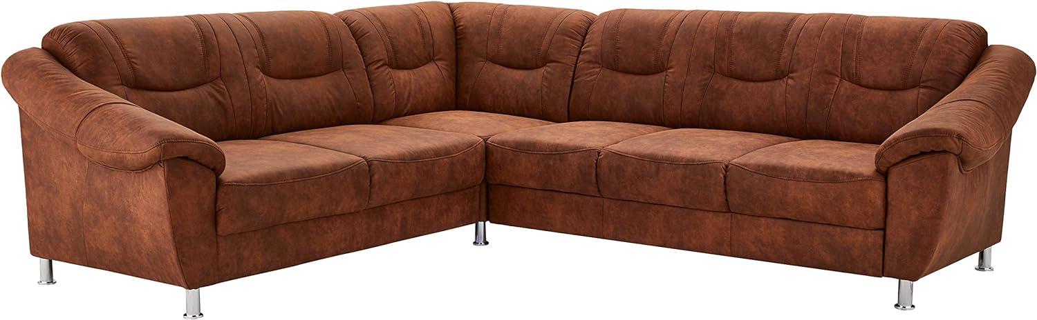 Cavadore Ecksofa Salisa mit Federkern / Polsterecke im klassischen Design / inkl. Bettfunktion / 264 x 86 x 244 / Mikrofaser Braun Bild 1