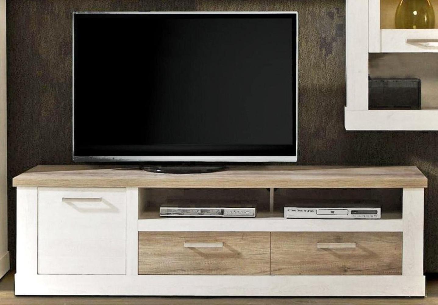Lowboard DURO TV-Board 2 Schubladen und Gerätefach, Pinie weiß antik Bild 1