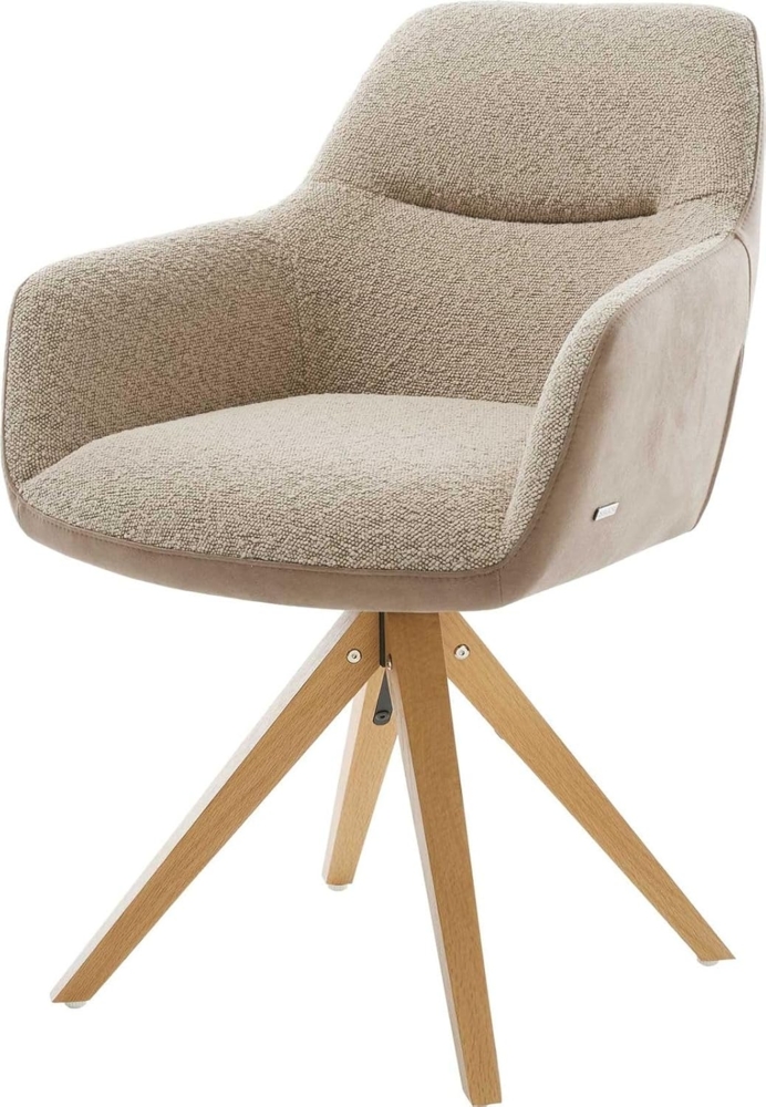 Drehstuhl Pejo-Flex Materialmix Schlamm Holzgestell kantig Weiß 180° drehbar Taschenfederkern Bild 1