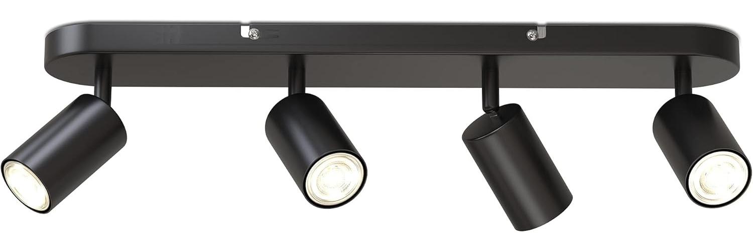 B.K.Licht LED Deckenspot LED Deckenlampe 55cm 4-flammig Spots schwenkbar schwarz-matt BKL1448, ohne Leuchtmittel, Abhängig vom Leuchtmittel - Warmweiß / Neutralweiß / Kaltweiß, Retro Industrial Design Deckenleuchte GU10 Wohnzimmer Schlafzimmer Bild 1