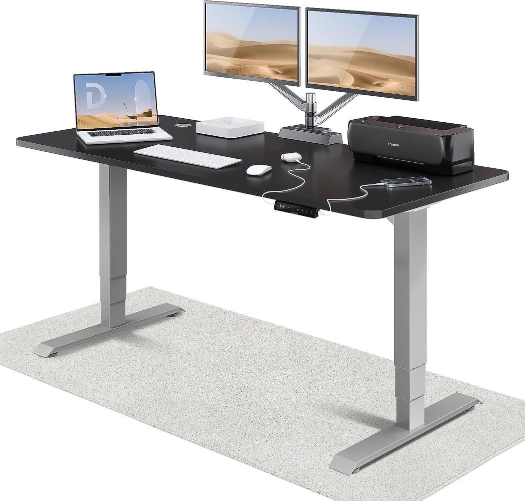 Höhenverstellbarer Schreibtisch - Höhenverstellbar Elektrisch mit Flüsterleisem Dual-Motor & Touchscreen - Hohe Tragfähigkeit - Stehtisch von Desktronic, Grau + Schwarz, 180 x 80 cm Bild 1