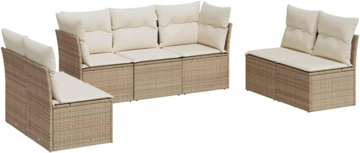 vidaXL 7-tlg. Garten-Sofagarnitur mit Kissen Beige Poly Rattan 3249247 Bild 1