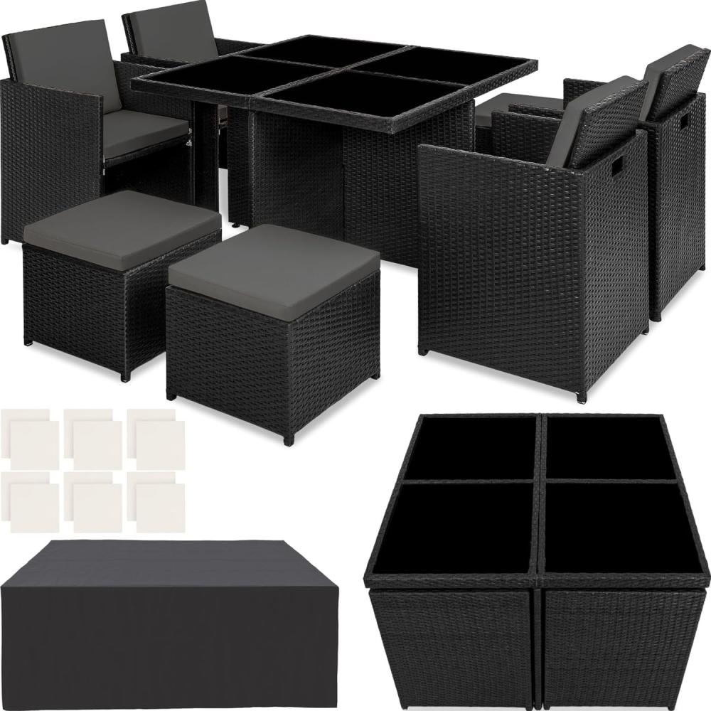 tectake Aluminium Rattan Sitzgruppe Manhattan 4+4+1 mit Schutzhülle, Variante 2 403844 Bild 1