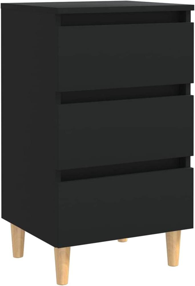 vidaXL Nachttisch mit Massivholz-Beinen Schwarz 40x35x69 cm 805889 Bild 1