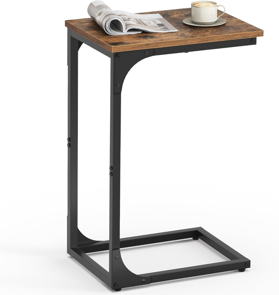 VASAGLE Beistelltisch, C Form, mit Metallgestell, industriell, Holz/Stahl vintagebraun-schwarz, 30 x 40 x 62 cm Bild 1