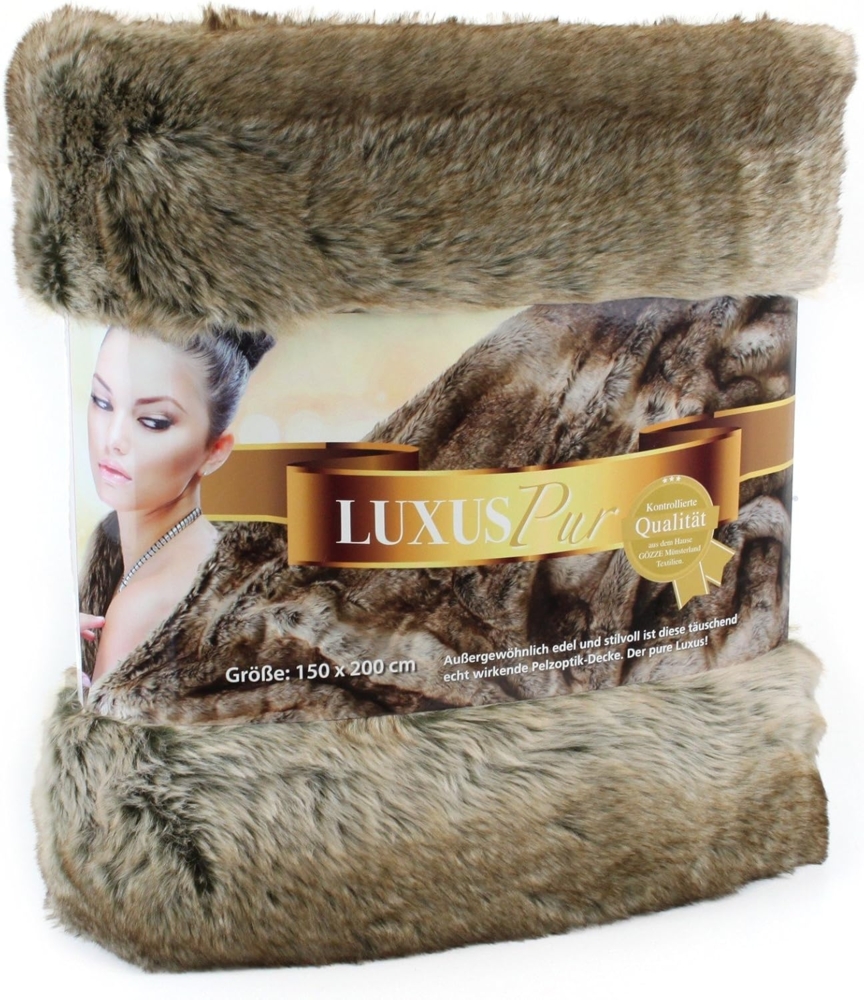 Wohndecke Braunbär Felloptik, Gözze, kuschelig warm, Kuscheldecke Bild 1