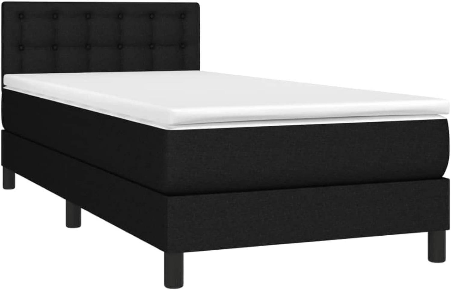 vidaXL Boxspringbett mit Matratze Schwarz 90x190 cm Stoff 3140339 Bild 1