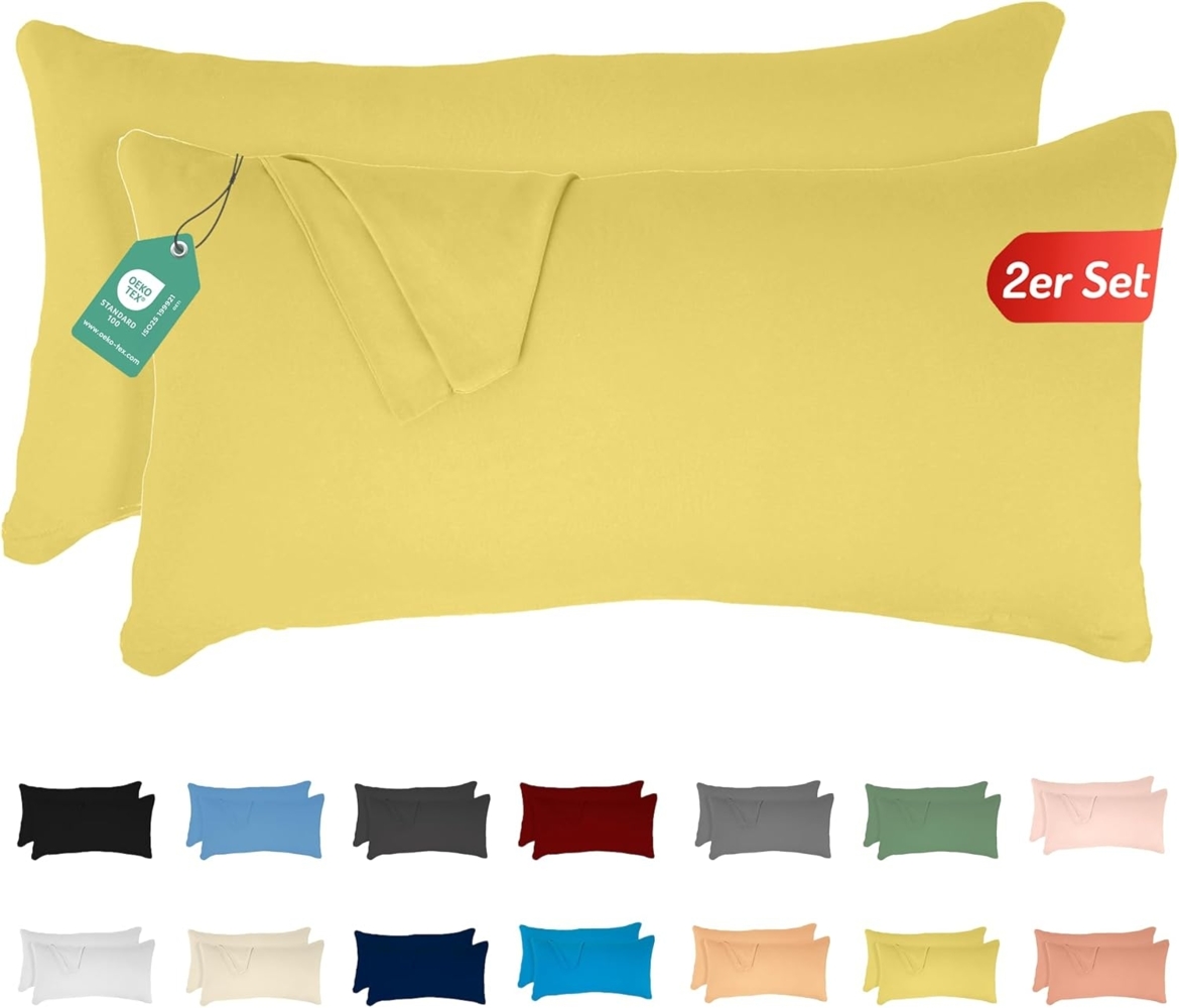 Livessa 2er Set Kissenbezug 40x60 cm - Verdeckter Reißverschluss an der Langen Seite, Kopfkissenbezug aus%100 Baumwolle Jersey Stoff, Ultra weich und atmungsaktiv, Oeko-Tex Zertifiziert Bild 1