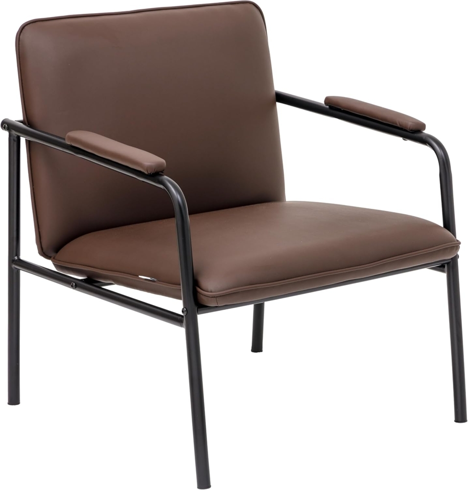 Baroni Home Loungesessel mit Eisengestell, Armlehnenstuhl, Mid-Century-Modern Design, Relaxsessel für Wohnzimmer, Schlafzimmer, Arbeitsyimmer, Lounge 78 x 59 x 64 cm (Braun) Bild 1