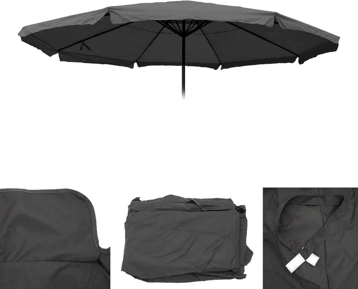 Ersatz-Bezug für Sonnenschirm Meran Pro, Gastronomie Marktschirm mit Volant Ø 5m, Polyester ~ anthrazit Bild 1