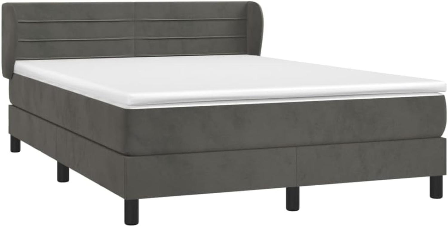 vidaXL Boxspringbett mit Matratze Dunkelgrau 160x200 cm Samt 3127560 Bild 1