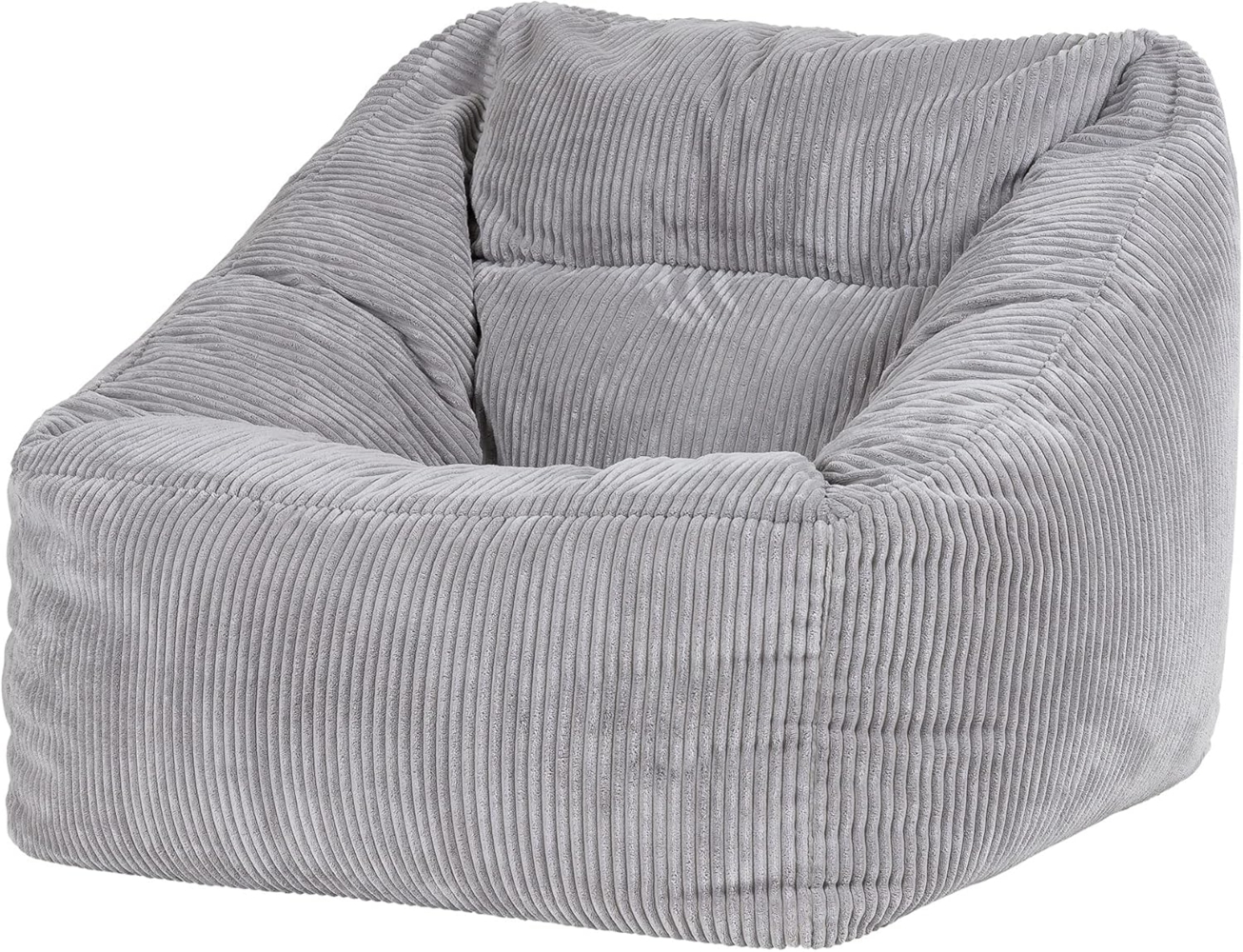 Icon Riesen Sitzsack Sessel „Morgan“, Grau, Cord XXL Sitzsack Erwachsene mit Füllung für das Wohnzimmer, Riesensitzsack XXL Flauschig Cord Bild 1