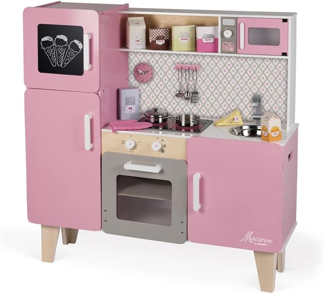 Janod 'Macaron Maxi', Spielküche aus Holz, mit Sound und Zubehör, rosa, ab 3 Jahren Bild 1
