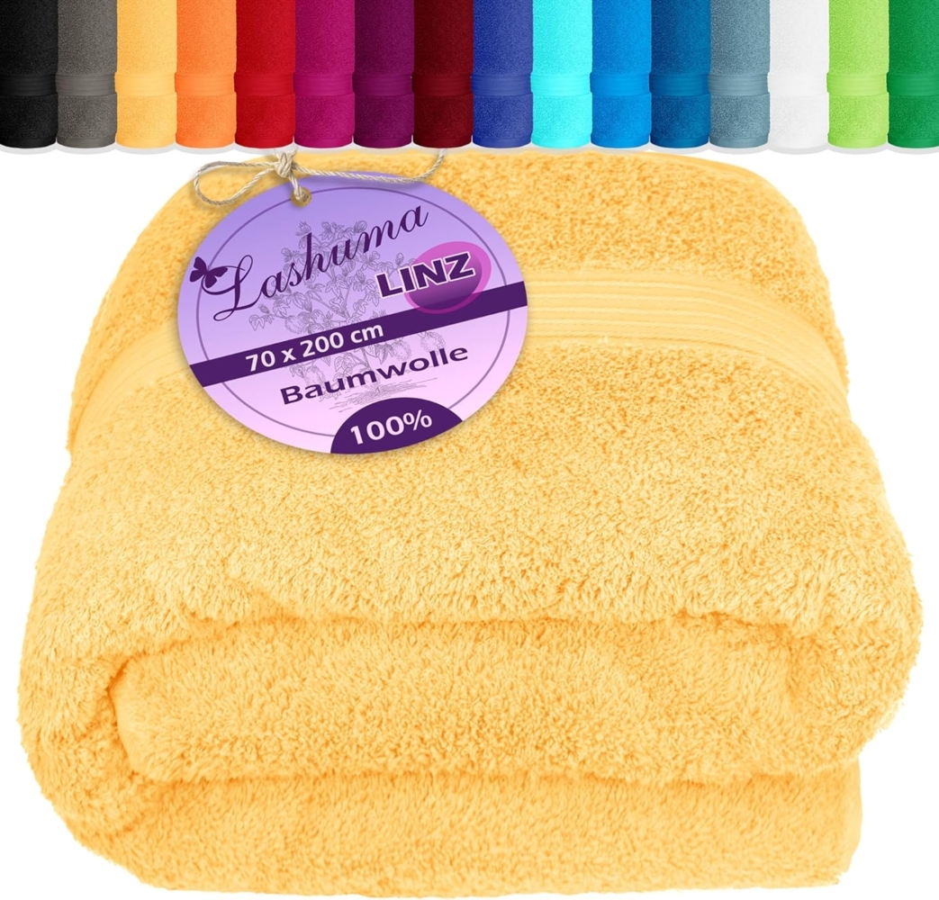 Lashuma Saunatuch Linz, Frottee (1-St), Gelbes Badetuch zum Liegen 70x200 cm Bild 1