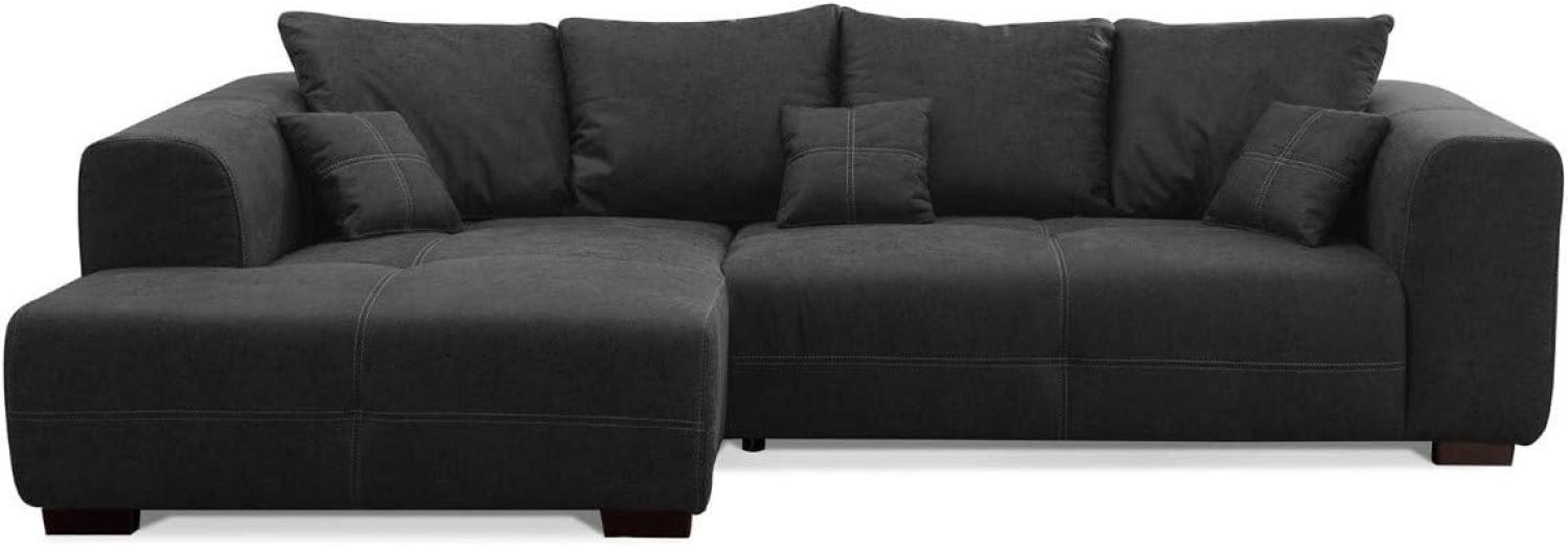 CAVADORE Ecksofa Mavericco inkl. Kissen / XXL-Eckcouch im modernen Design / Longchair links / 285 x 69 x 170 / Lederoptik dunkelgrau Bild 1