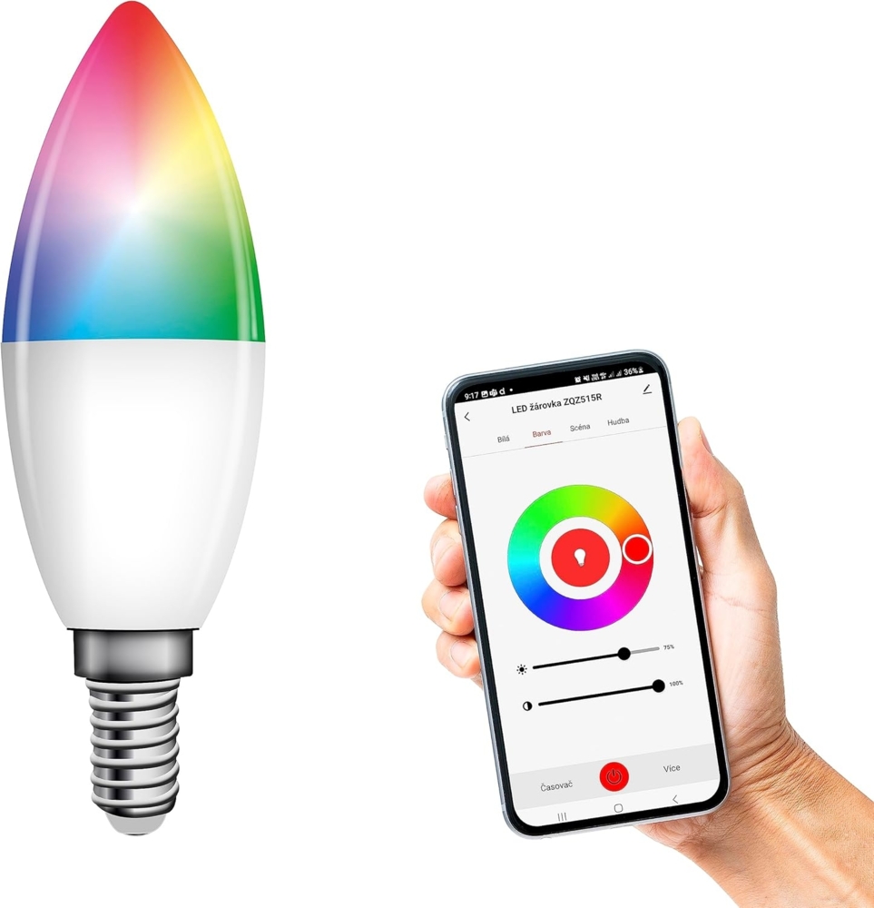 EMOS GoSmart - Smart Home RGB LED-Lampe Kerze mit App - E14 - dimmbar, mehrfarbig & Weißtöne - 470lm - sparsam, 4,8W (statt 40W Glühbirne) - 20 000 Stunden - ZigBee - Google Home und Alexa kompatibel Bild 1