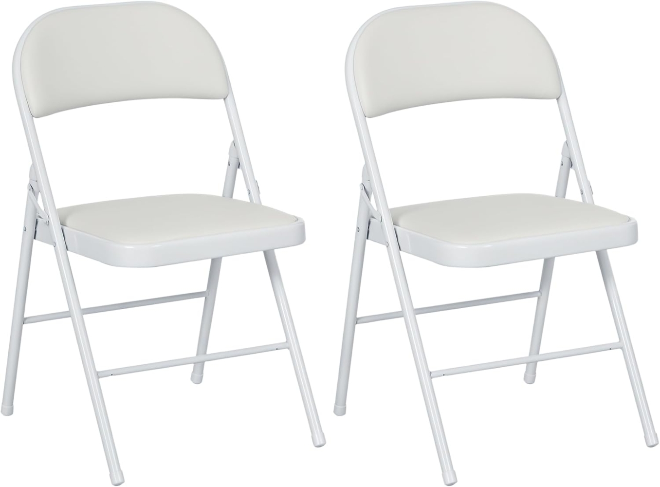 HOMCOM Klappstuhl Campingstuhl mit Gepolsteter Rückenlehne, Bürostuhl mit Stahlrahmen (Küchenstuhl mit Polster, 1 St), bis 120 kg belastbar für Gäste, Büro, Camping, Weiß Bild 1