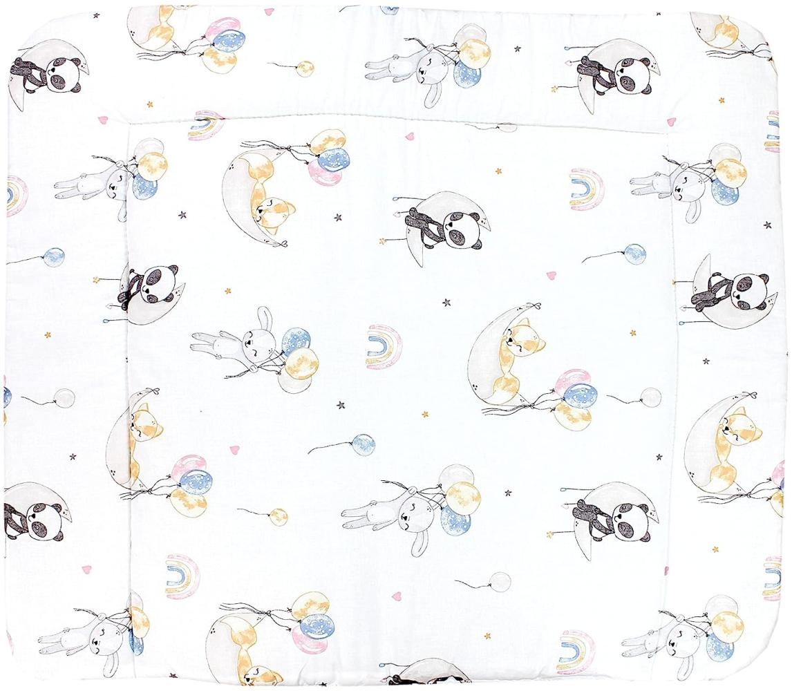 TupTam Baby Wickeltischauflage mit Baumwollbezug Gemustert, Farbe: Tiere / Luftballons / Mond, Größe: 70x50 cm Bild 1
