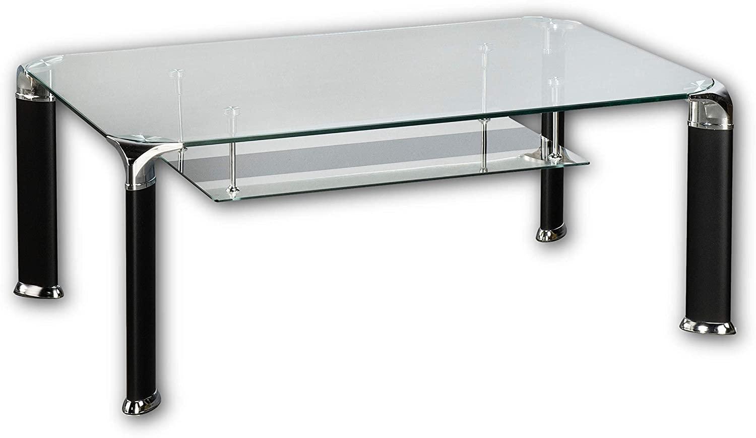 Stella Trading 'Alberto' mit Ablage, Couchtisch Glas/ Metall schwarz, 100 x 42 x 60 cm Bild 1