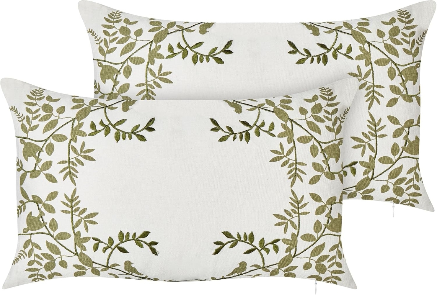 Kissen 2er Set Blumenmuster ZALEYA Baumwolle 30 x 50 cm Weiß Bild 1