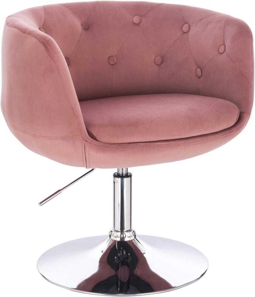 SVITA Panama Retro Loungestuhl Cocktailsessel Altrosa Samt-Optik Tellerfuß Bild 1