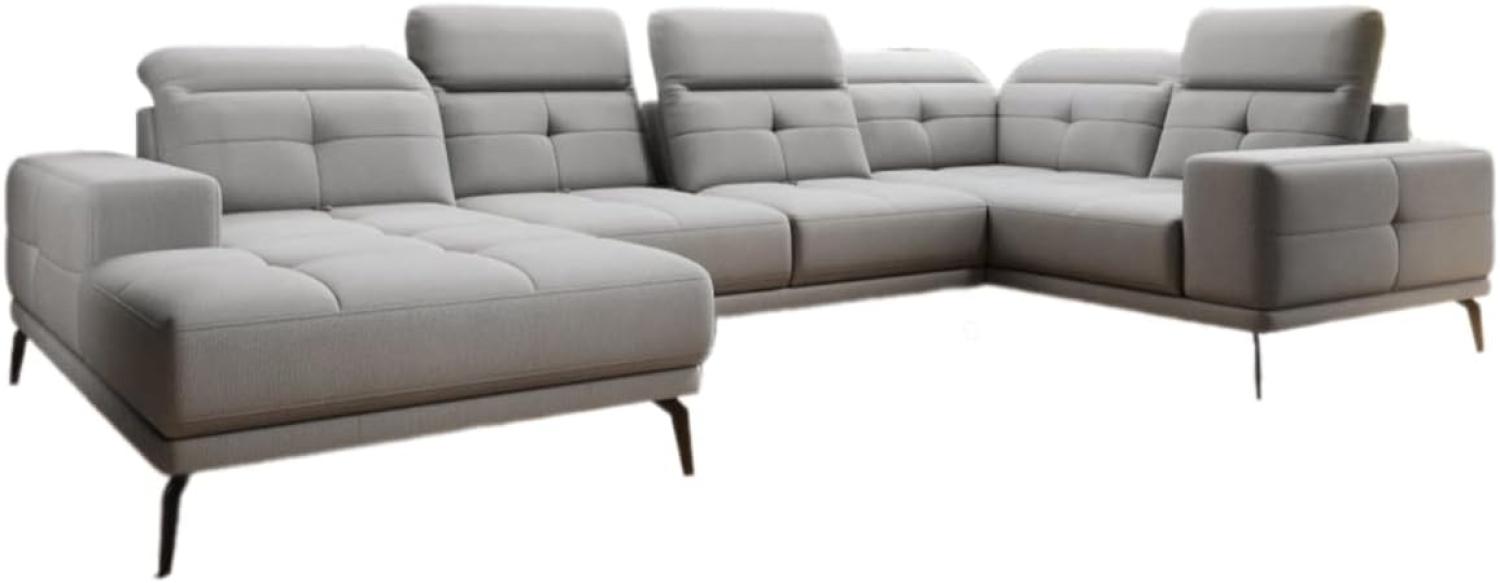 Designer Sofa Nerio mit verstellbarer Kopf- und Rückenlehne Stoff Grau Links Bild 1