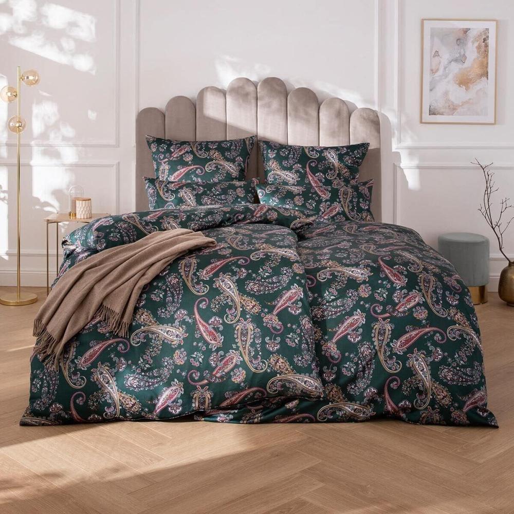 Estella Satin de Luxe Bettwäsche Jovie blautanne 135x200 cm 80x80/40x80 cm 3-teilig Bild 1