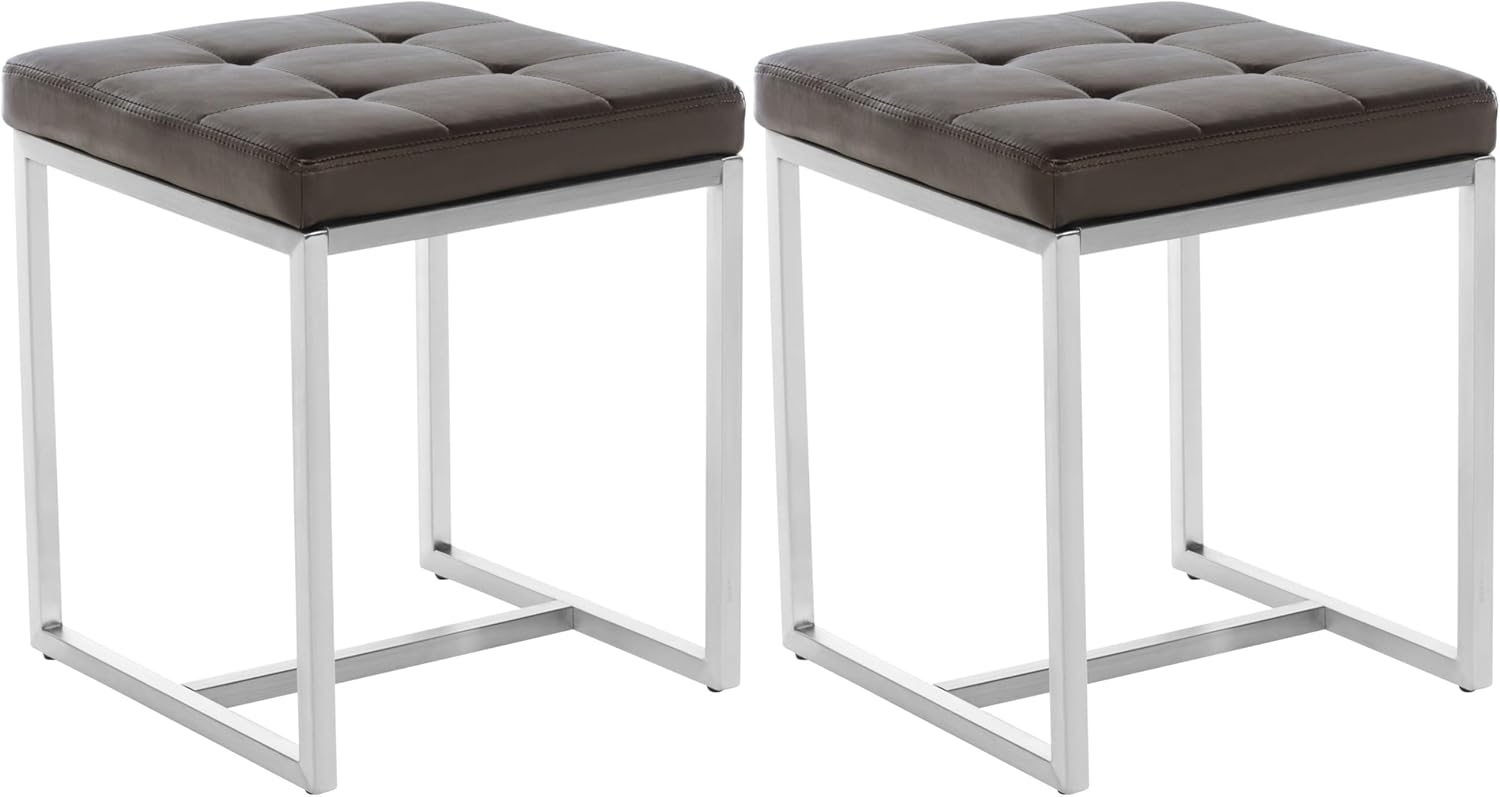 CLP 2er Set Sitzhocker Barci mit Polsterung und Edelstahlgestell,braun Bild 1