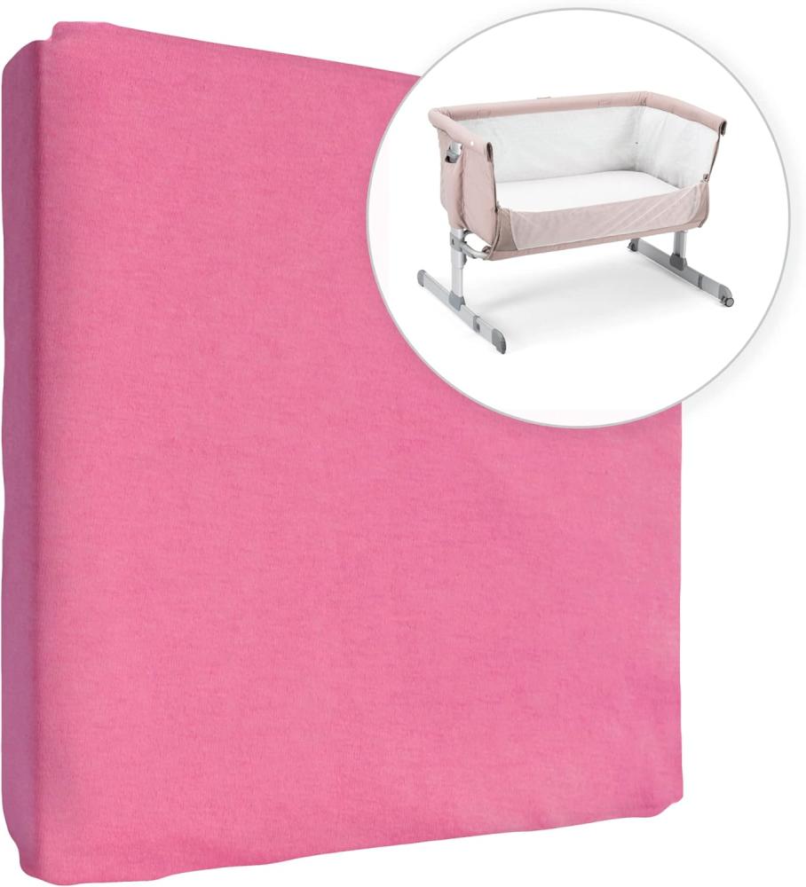 Jersey 100% Baumwolle Spannbettlaken für 83x50 cm Baby Co-Sleeper Kinderbett Matratze (Rosa) Bild 1