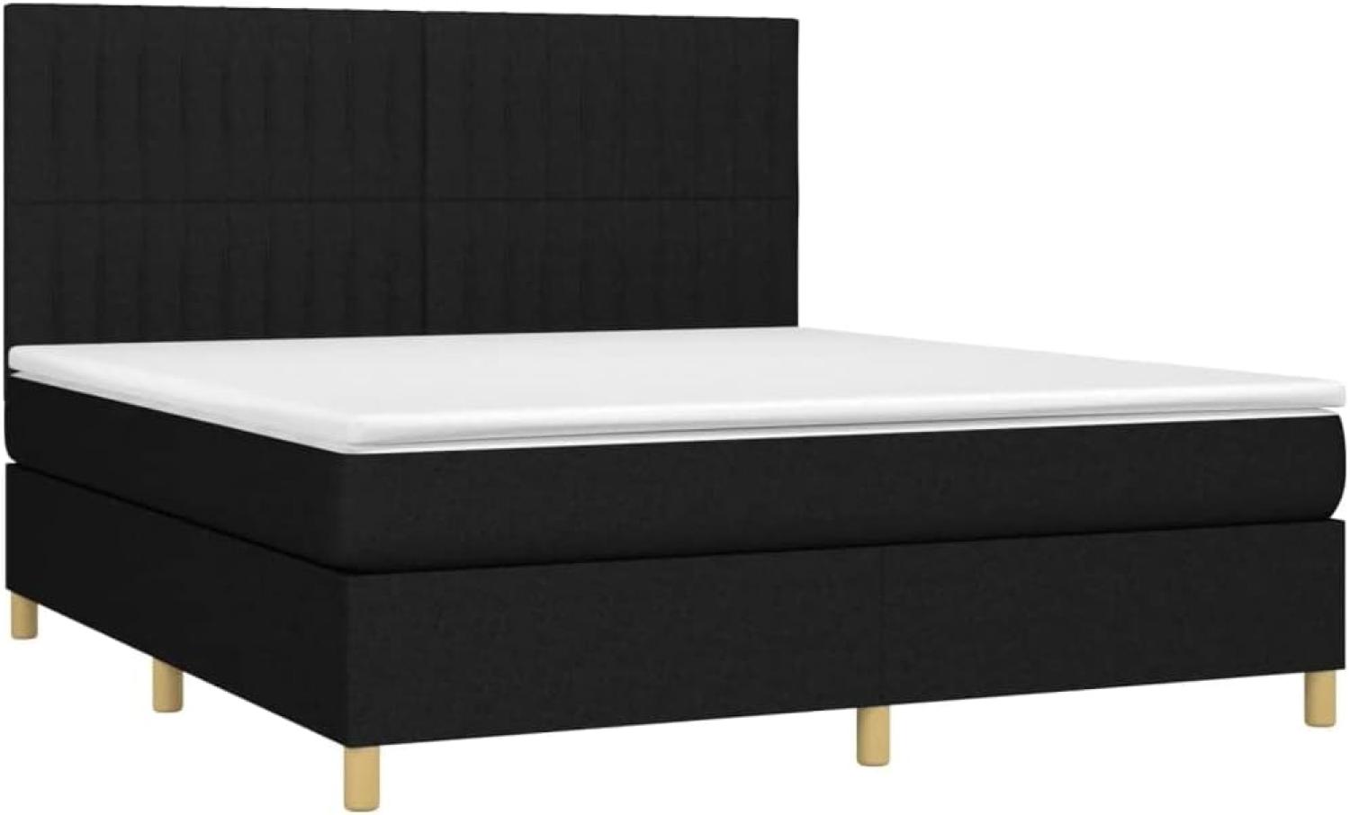 vidaXL Boxspringbett mit Matratze & LED Schwarz 180x200 cm Stoff 3135615 Bild 1