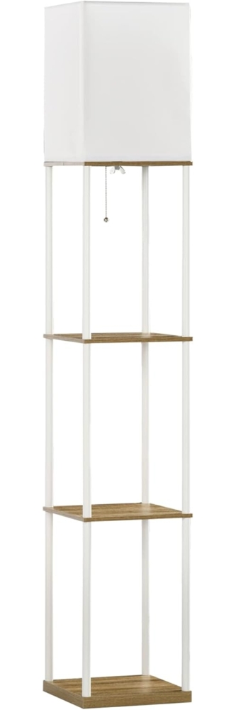 HOMCOM Stehlampe Stehlampe Wohnzimmer mit 3 Regalen, Stehlampe mit Fassung, Leuchtmittel wechselbar, für Wohnzimmer, Weiß Bild 1