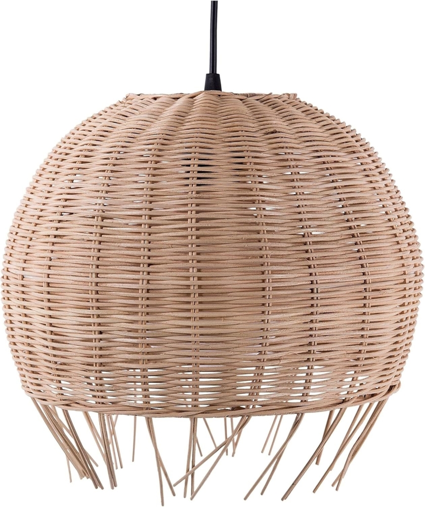 'Drino' Hängeleuchte Hellbraun Rattan Schirm in Kugelform mit Korbgeflecht Ethno Stil Bild 1