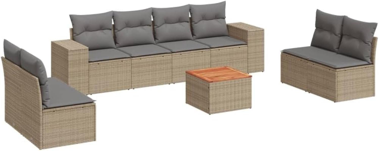 vidaXL 9-tlg. Garten-Sofagarnitur mit Kissen Beige Poly Rattan 3257739 Bild 1