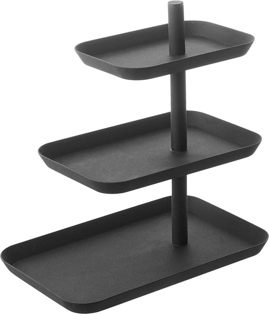 Yamazaki 4281 TOWER Etagere mit 3 Ebenen, schwarz, Stahl, Minimalistisches Design Bild 1