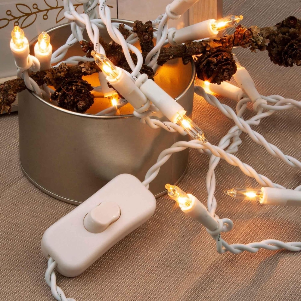 hellum Lichterkette innen strombetrieben, mini Lichterkette 20er Ersatzbirnen klare warme Lichter, beleuchtete 2,85m, Kabel weiß 20 Lichter mit Stecker für Weihnachten < 59 Lumen 832051 Bild 1