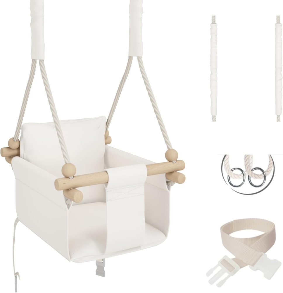 MAMOI® Schaukel | Babyschaukel | Schaukel indoor Kinder | Holzschaukel Baby | Kinderschaukel Holz | Indoor Babyschaukel | Indoor Schaukel + SICHERHEITSGURT | CE | 100% ECO | Made in EU Bild 1