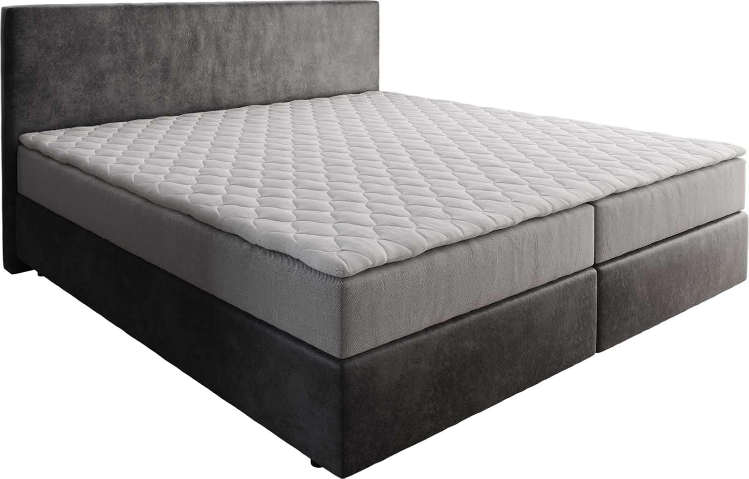 Boxspringbett Dream-Well Mikrofaser Anthrazit Vintage 200x200 cm mit Taschenfederkernmatratze und Topper Visco Bild 1