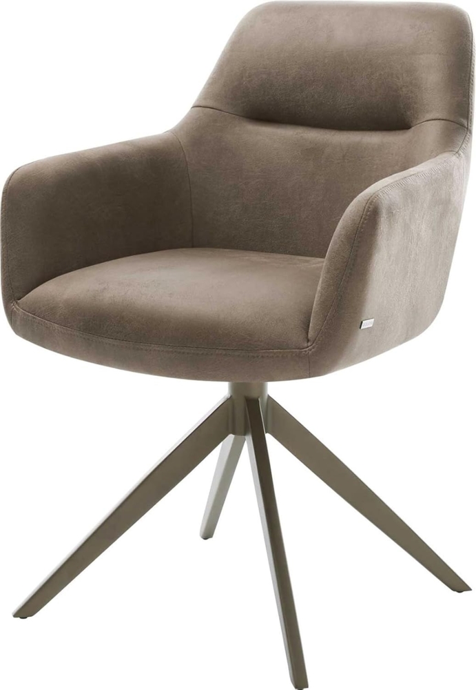 Drehstuhl Pejo-Flex Mikrofaser Taupe Vintage Kreuzgestell breit Effektfinish Titan 360° drehbar Taschenfederkern Bild 1