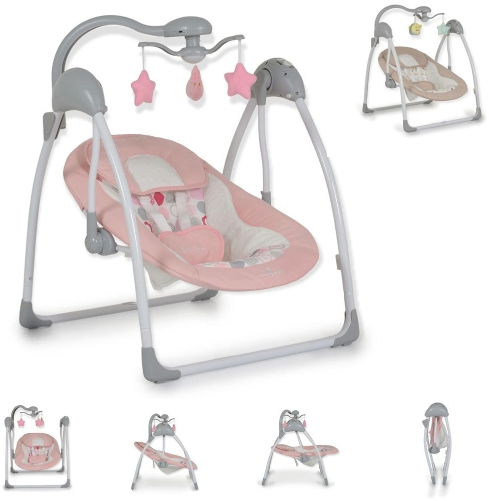 Cangaroo Babywippe elektrisch Jessica Spielbogen Musikfunktion Schaukelfunktion rosa Bild 1