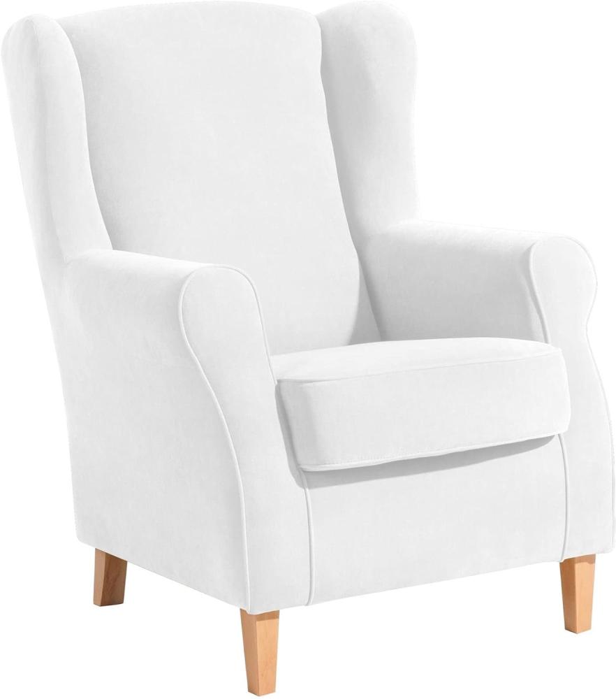 Ohrensessel Karlen Bezug Veloursstoff Buche natur / creme 22055 Bild 1