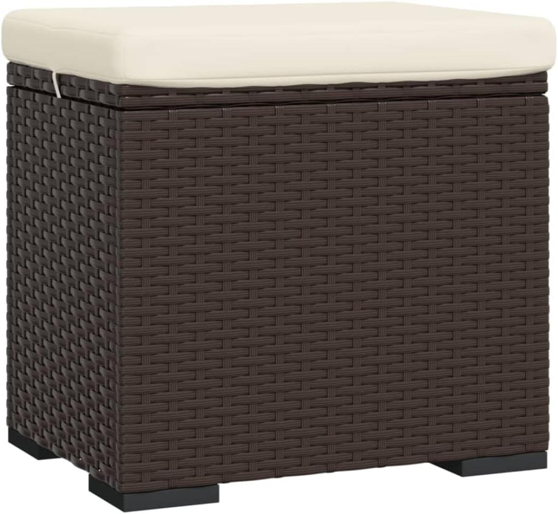 vidaXL Hocker mit Kissen Braun 40 x 30 x 40 cm Poly Rattan Bild 1