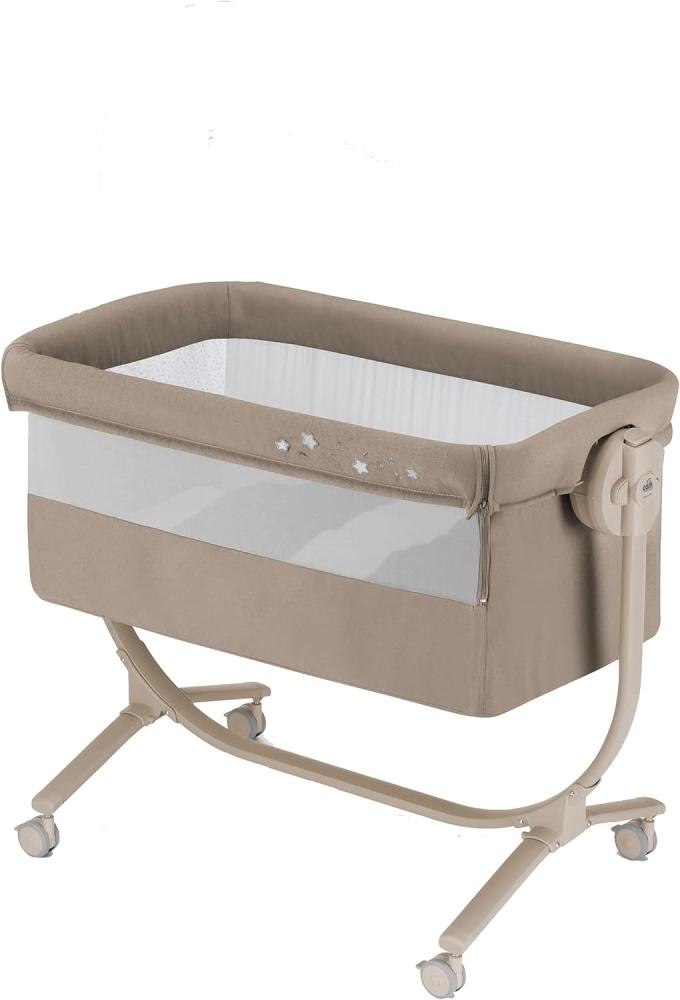 CAM Beistellbett und Babywiege 2 in 1 CULLAMI - In 8 höhen verstellbares Babybett mit Rollen, mit Matratze; Stubenwagen mit Bärchen grau Bild 1