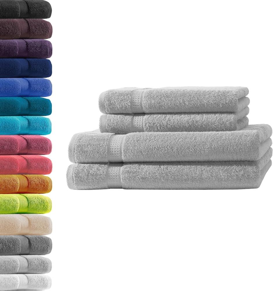 Hometex Premium Textiles Handtuch in Premium Qualität 500 g/m², Feinster Frottier-Stoff 100% Baumwolle, 2x Duschtuch + 2 Handtuch, Kuschelig weich, saugfähig, Extra schwere, flauschige Hotel-Qualität Bild 1