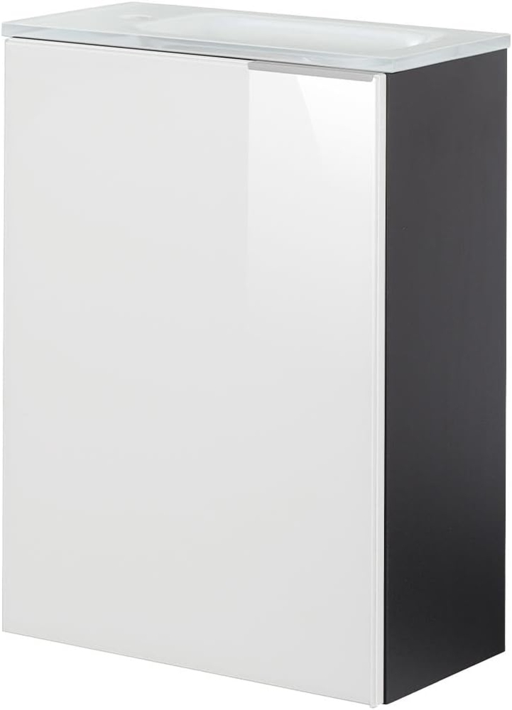 Fackelmann SBC KARA Gäste WC Set 3-teilig 45 cm, Weiß/Anthrazit, links, Glas Weiß Bild 1