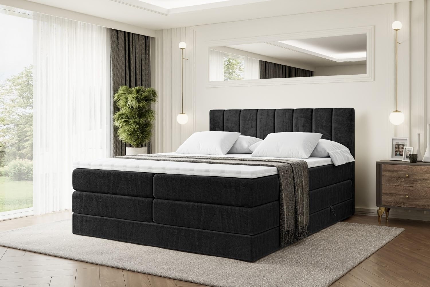 ALTDECOR Boxspringbett OTTA KING (Multipocket-Matratze H4 und H3 Matratze Bonellfederung Topper Kopfteil) Bild 1