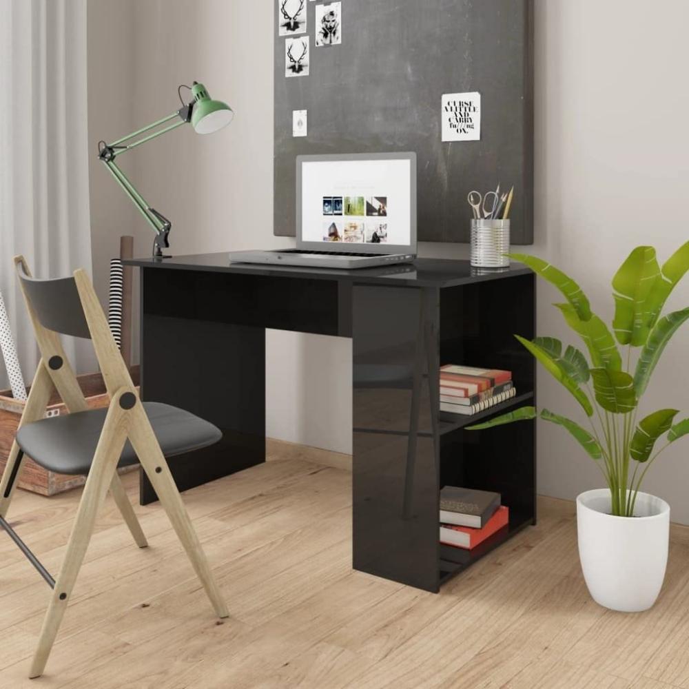 vidaXL Schreibtisch Hochglanz-Schwarz 110×60×73 cm Spanplatte Bild 1