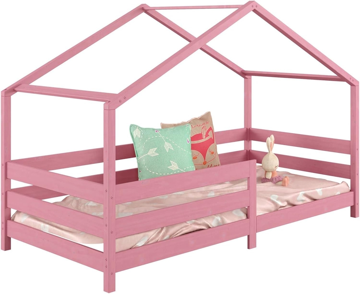 IDIMEX Kinderbett RENA, Hausbett Montessori Bett 90 x 200 Kinderbett Rausfallschutz Kiefer Bild 1